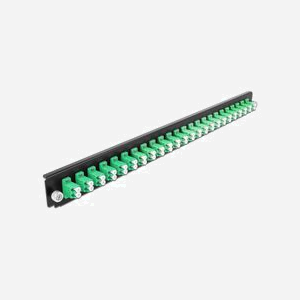 DeLOCK Panneau Frontal 19" 1U Vert - 24 Ports LC Duplex - Connecteurs Fibre Optique - Dimensions : 44 x 44 x 482.6 mm - Référence 43358 - Miniature 1