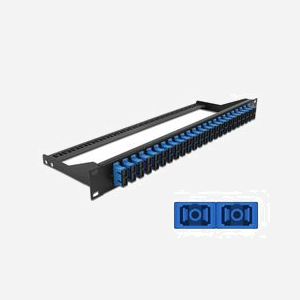 DeLOCK Panneau de Distribution Fibre Optique 19" 1U, 24 Ports SC Duplex, Fibre Monomode, 48 Connecteurs, Noir et Bleu, 482.6 x 150 x 43.6 mm - Miniature 1