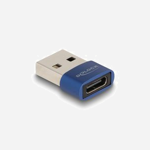 DeLOCK Adaptateur USB 2.0 - USB Type-A mâle vers USB Type-C femelle, 0.48 Gbit/s, 5V/3A, Boîtier ABS, Dimensions 20x15x7mm, Bleu, Réf. 60051 - Miniature 2