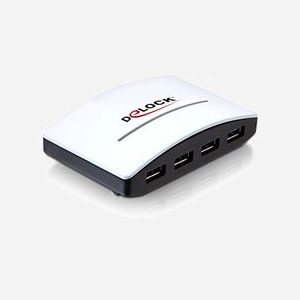 DeLOCK Hub USB 3.2 Gen 1 (3.1 Gen 1) 4 Ports 5000 Mbit/s Noir et Blanc, Alimentation Externe 5V/4A, Compatible Windows/Linux/Mac, 63x100x25mm