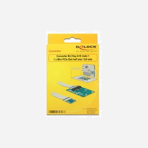 DeLOCK 62848 : Convertisseur Interne M.2 vers Mini PCI Express pour Modules WLAN, Bluetooth, GNSS, 3G, HSPA, NFC - Température 0-80°C - Miniature 3