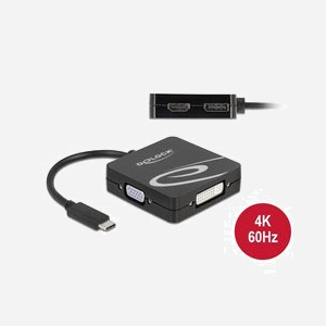 DeLOCK Adaptateur USB Type-C vers VGA DVI HDMI DisplayPort, Résolution 3840x2160, DP 1.2, Compatible Windows/Linux Kernel 5.8/Android - Miniature 2