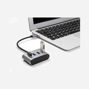DeLOCK Hub USB 3.2 Gen 1 Type-A, 4 Ports Type-A 5 Gbps, Boîtier Métal, LED, Câble 0.2m, Compatible Windows/macOS/ChromeOS, 41x62x18mm - Miniature 2