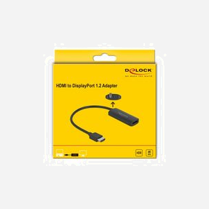 DeLOCK Adaptateur HDMI-A Mâle vers DisplayPort Femelle 4K 60Hz, Chipset LT6711A, HDCP 1.4/2.2, HDR, Connecteur Micro-USB pour Alimentation, Longueur 0.24m - Miniature 4