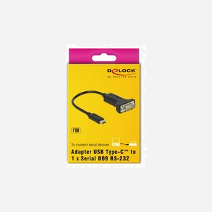 DeLOCK 63908 Adaptateur USB Type-C vers DB-9 RS-232, câble 0.15m, Noir, AWG 28/24, pour imprimantes, instruments de mesure et appareils IoT. - Miniature 2