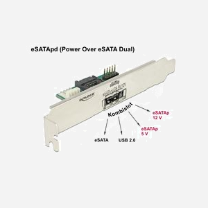 DeLOCK 63921 : Carte Adaptateur Interne eSATA via SATA, 1 Port eSATA, Connecteur Molex 4-Pin, Câbles SATA et USB inclus, Conditionnement Polybag - Miniature 2