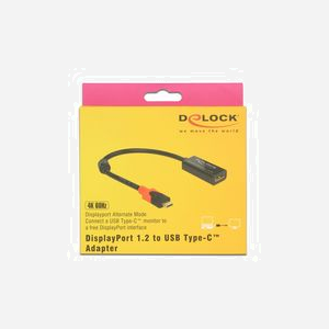 DeLOCK 63928 Adaptateur USB Type-C vers DisplayPort 1.2 Mâle/Femelle 0.2m, Résolution 3840x2160 60Hz, Contacts Or, Compatible 3D
