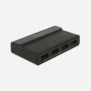 DeLOCK Hub USB 3.2 Gen 2 - 4 Ports Type-A - Interface Hôte Type-C - 10 Gbps - Alimentation Secteur 12V 2A - 92x54x19 mm - Noir - Ref. 64053 - Miniature 1