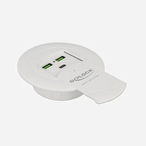 DeLOCK 64065 - Chargeur Secteur Smartphone CC Charge Rapide - 2x USB 2.0 + 1x USB Type-C - 100-240V - Quick Charge 3.0 - Blanc - 87W max.