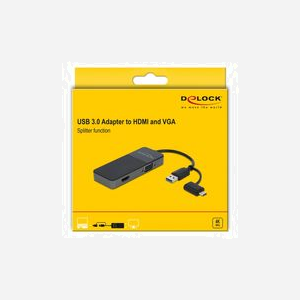 DeLOCK 64085 Station d'accueil USB 3.2 Gen 1 Type-A avec HDMI 4K 30Hz et VGA 1080p 60Hz, compatible Windows et macOS, câble 0.12m - Miniature 3