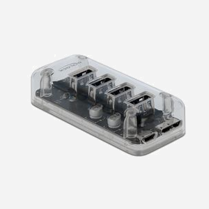 DeLOCK Hub USB 3.0 Transparent 4 Ports - USB 3.2 Gen 1 Micro-B vers 4x USB 3.2 Gen 1 Type-A - 5 Gbps - 80x35x19mm - Réf. 64087