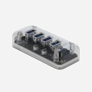 DeLOCK Hub USB 3.0 Transparent 4 Ports - USB 3.2 Gen 1 Micro-B vers 4x USB 3.2 Gen 1 Type-A - 5 Gbps - 80x35x19mm - Réf. 64087 - Miniature 2