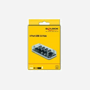 DeLOCK Hub USB 3.0 Transparent 4 Ports - USB 3.2 Gen 1 Micro-B vers 4x USB 3.2 Gen 1 Type-A - 5 Gbps - 80x35x19mm - Réf. 64087 - Miniature 3