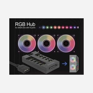 DeLOCK Hub ARGB 10 Ports pour LED ARGB, Interface 5V, Montage Magnétique, Dimensions 90x48x16mm, Longueur câble 0.5m, Noir, Réf: 64128 - Miniature 3