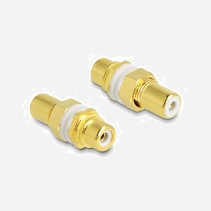 DeLOCK Adaptateur RCA Femelle/Femelle Or/Blanc - Connecteurs Plaqué Or, Diamètre 9.5mm, Conditionnement par 2, Installation possible - Miniature 1