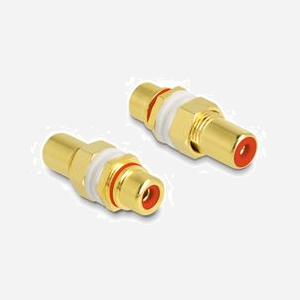 DeLOCK Adaptateur RCA Femelle/Femelle, Contacts Or, Diamètre 9.5mm, Connecteurs Droits, Bague Rouge - Lot de 2 - Miniature 1