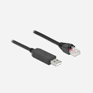 DeLOCK Câble USB 2.0 Type-A vers RS-232 RJ45 Mâle, Chipset FTDI, 25 cm, Noir - Pour Console Routeurs/Switchs/Points d'accès CISCO (Réf. 64158) - Miniature 1