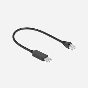 DeLOCK Câble USB 2.0 Type-A vers RS-232 RJ45 Mâle, Chipset FTDI, 25 cm, Noir - Pour Console Routeurs/Switchs/Points d'accès CISCO (Réf. 64158) - Miniature 2