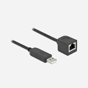 DeLOCK Câble USB 2.0 Type-A vers RS-232 RJ45 Femelle Chipset FTDI, 0.5m, Noir pour Console CISCO, Routeurs et Switches - Miniature 1