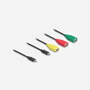 DeLOCK Câble Hub USB Type-C vers 3x USB-A Femelle + 1x USB-C Mâle, USB 2.0, 0.3m, Transfert 480 Gbit/s, Compatibilité Windows/macOS/Linux/Android - Miniature 2