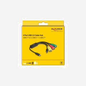 DeLOCK Câble Hub USB Type-C vers 3x USB-A Femelle + 1x USB-C Mâle, USB 2.0, 0.3m, Transfert 480 Gbit/s, Compatibilité Windows/macOS/Linux/Android - Miniature 4