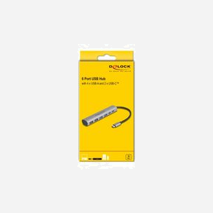DeLOCK Hub USB 3.2 Gen 1 64232 : 4x USB Type-A, 2x USB Type-C, boîtier aluminium, compatible Windows/macOS, 125 x 25 x 17 mm - Miniature 3