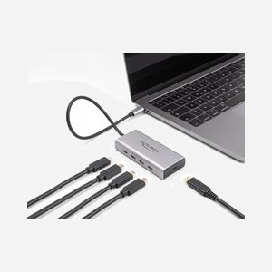 DeLOCK Hub USB Type-C 10 Gbps, 4 Ports USB Type-C Femelle, USB PD 85W, Câble 30cm, Boîtier Aluminium, Compatible Windows/macOS/Linux/ChromeOS - Miniature 1