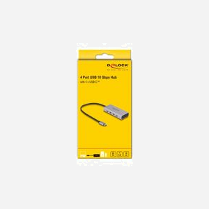 DeLOCK Hub USB Type-C 10 Gbps, 4 Ports USB Type-C Femelle, USB PD 85W, Câble 30cm, Boîtier Aluminium, Compatible Windows/macOS/Linux/ChromeOS - Miniature 3