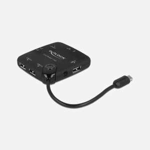 DeLOCK 65529 Lecteur Cartes Mémoire USB 2.0 avec Hub 3 Ports USB-A, Compatible MicroSD/SD/MMC/MS, Noir, OTG Supporté, Dimensions 66x242x16mm - Miniature 2