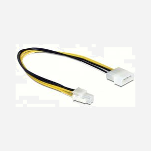 DeLOCK Câble 0.3m ATX 4-pin vers Molex 4-pin, Longueur 0.3 mètre, Noir et Jaune, Référence 65611