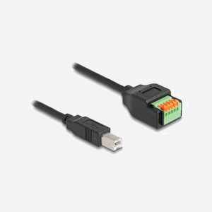 DeLOCK Adaptateur USB 2.0 Type-B Mâle vers Bornier 5-Pin Femelle, 0.15m, PVC Noir/Vert (Référence 66457) avec Bouton-Poussoir, pour Connexion USB Type-C