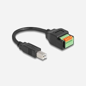 DeLOCK Adaptateur USB 2.0 Type-B Mâle vers Bornier 5-Pin Femelle, 0.15m, PVC Noir/Vert (Référence 66457) avec Bouton-Poussoir, pour Connexion USB Type-C - Miniature 2