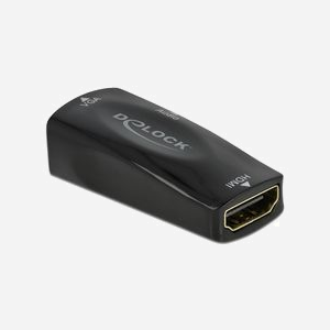DeLOCK Adaptateur HDMI-A Femelle vers VGA Femelle 1080p avec Audio - Résolution 1920x1080 60Hz - Connecteurs Droit - Noir - Référence 66560 - Miniature 1