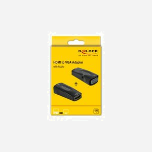DeLOCK Adaptateur HDMI-A Femelle vers VGA Femelle 1080p avec Audio - Résolution 1920x1080 60Hz - Connecteurs Droit - Noir - Référence 66560 - Miniature 2