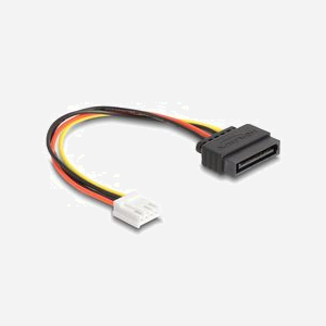 DeLOCK Câble d'alimentation SATA 15-pin mâle vers Floppy 4-pin femelle, 15cm, AWG 20, connecteurs droits - Miniature 1