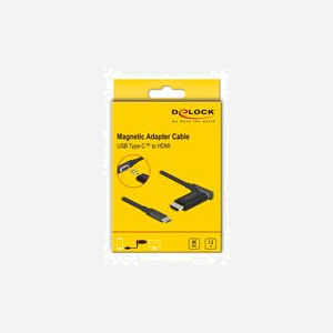 DeLOCK Adaptateur USB Type-C vers HDMI 4K 60Hz, câble 1.2m, connecteur magnétique, AWG 32/24, 3840x2160 pixels, noir - Miniature 4