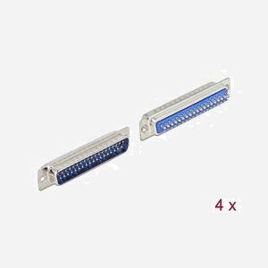 DeLOCK Connecteur D-Sub 37 Broches Mâle Métal à Souder, Kit de 4, Facteur de Forme Droit, -40°C à 105°C, Bleu/Argent - Miniature 1