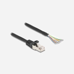 DeLOCK Câble RJ50 mâle vers fils S/FTP 3m noir - AWG26, gaine Nylon/PVC, blindage S-STP, conforme CE, pour applications de contrôle et mesure - Miniature 1