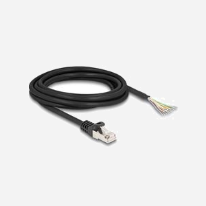 DeLOCK Câble RJ50 mâle vers fils S/FTP 3m noir - AWG26, gaine Nylon/PVC, blindage S-STP, conforme CE, pour applications de contrôle et mesure - Miniature 2