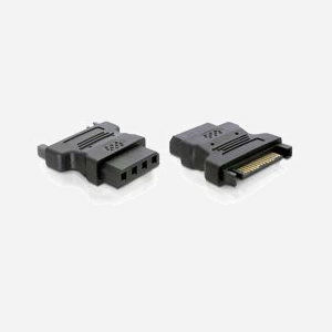 DeLOCK Adaptateur d'Alimentation 82326 : SATA 15 Broches Mâle vers IDE 4 Broches Femelle - Noir - Conversion Alimentation Disque IDE - Miniature 1