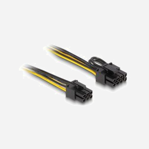 DeLOCK Câble d'Alimentation PCI Express 6-Pin Mâle vers 2x PCI Express 6+2-Pin Mâle, 50cm, Noir/Jaune, Connecteurs Droit, Réf. 83004 - Miniature 1