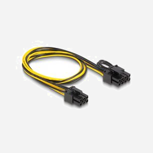 DeLOCK Câble d'Alimentation PCI Express 6-Pin Mâle vers 2x PCI Express 6+2-Pin Mâle, 50cm, Noir/Jaune, Connecteurs Droit, Réf. 83004 - Miniature 2