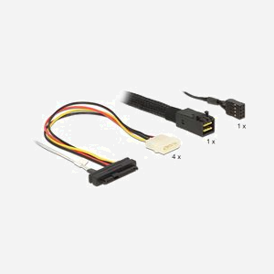 DeLOCK 83391 : Câble SAS 1m - Connecteur 1 : Mini SAS HD x4 (SFF 8643) Mâle - Connecteur 2 : 4x SAS 29p (SFF 8482) Femelle - Multicolore - Miniature 2