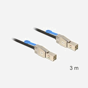 DeLOCK Câble SAS 83396 - Mini SAS HD x 4 (SFF 8644) Mâle/Mâle - Longueur 3m - Noir et Argent - Spécification SAS pour stockage et serveurs