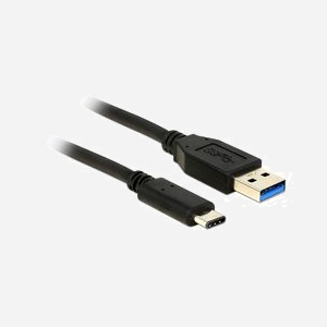 Câble DeLOCK 0.5m USB 3.2 Gen 2 (3.1 Gen 2) USB-C vers USB-A, Mâle/Mâle, Noir, Débit 10 Gbit/s, AWG 30, Diamètre 4.5mm - Miniature 1