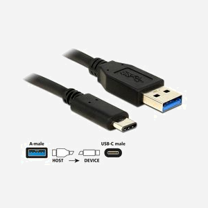 Câble DeLOCK 0.5m USB 3.2 Gen 2 (3.1 Gen 2) USB-C vers USB-A, Mâle/Mâle, Noir, Débit 10 Gbit/s, AWG 30, Diamètre 4.5mm - Miniature 2