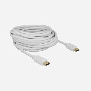 DeLOCK 84863 Câble DisplayPort 10m Blanc - DP 1.2 Mâle/Mâle, 3840x2160 4K 60Hz, 21.6 Gbit/s, Cuivre, Triple Blindage AWG28/30, Diamètre 7.3mm - Miniature 2