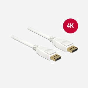 Câble DeLOCK DisplayPort 1.2a 5m Blanc - 2x DisplayPort Mâle, Cuivre AWG28, Blindage triple, 3840x2160, 21.6 Gbit/s, Diamètre 7.3mm - Miniature 1