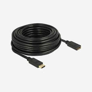 DeLOCK 84908 Câble DisplayPort 1.2, 15m, Noir, Connecteur Mâle/Femelle, 3840x2160, 21.6 Gbit/s, AWG 28, Diamètre 7.3mm, Blindé, RoHS