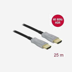 DeLOCK Câble Optique Actif HDMI 2.0 4K 60Hz 25m, Connecteurs Type A Mâle, HDCP 1.4/2.2, 18 Gbit/s, HDR, Fibre Optique, Diamètre 5.4mm - Miniature 2